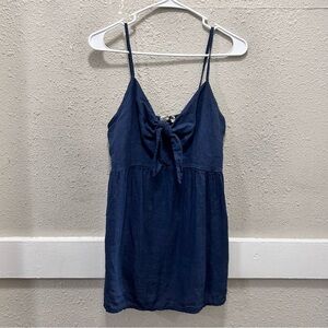 Terzo Millennio Navy Linen Tie Front Babydoll Tank Top Size L